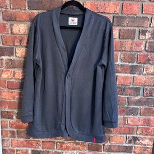 Japan airlines womens ribbed knit one button cardigan gray XL